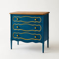 Holzkommode mit 3 Schubladen in Blau und Gelb
