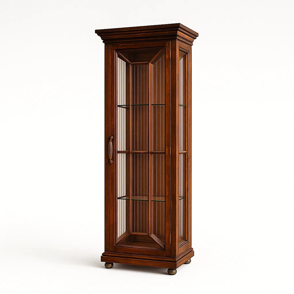 Vitrine aus Holz mit Glastüren Dunkelbraun