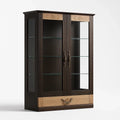 Vitrine Holz Dunkelbraun/Eiche mit Glastüren 180cm