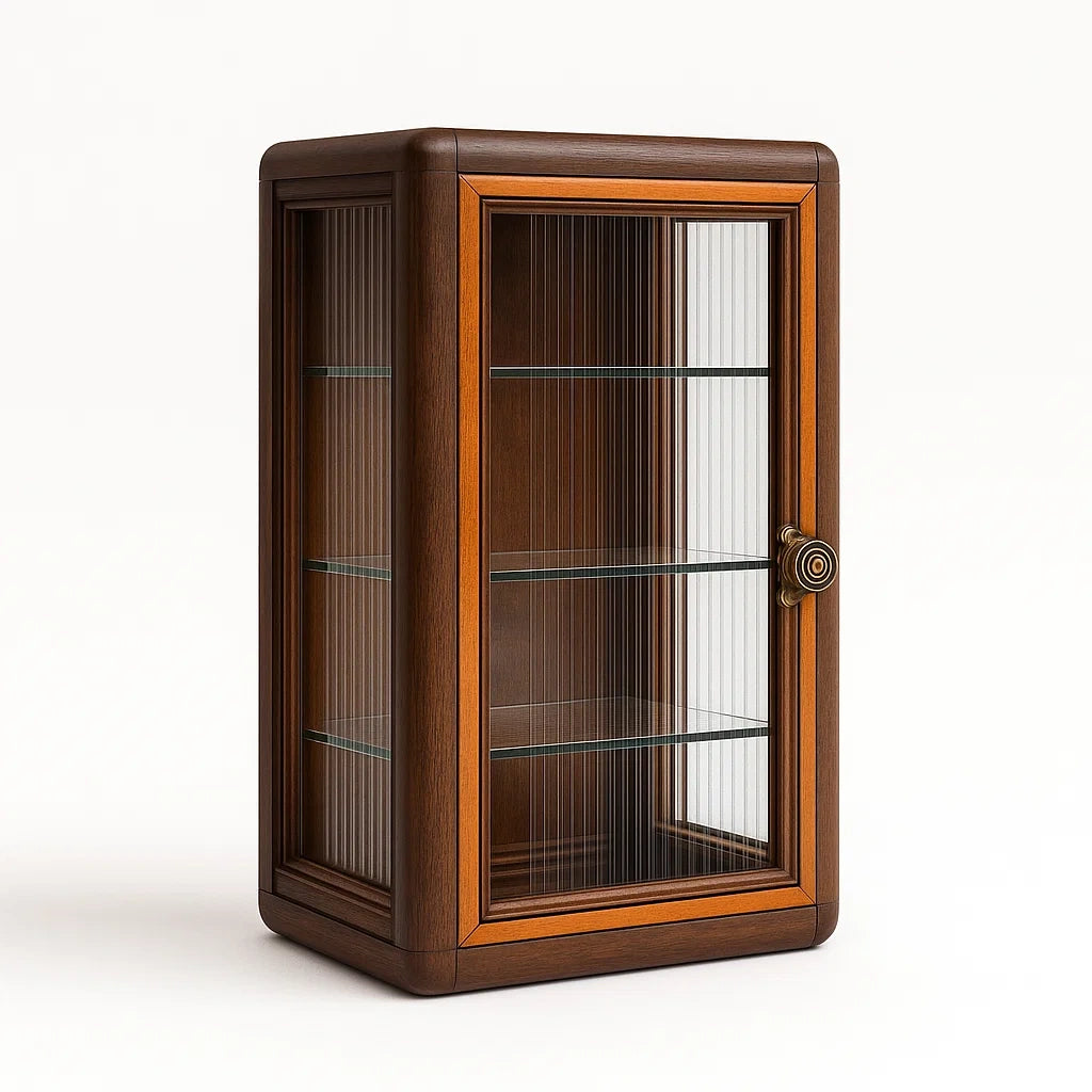 Holz Vitrine mit Glastür, Braun, 60x30x120cm