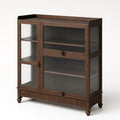 Vitrine aus Holz mit geriffeltem Glas, Braun