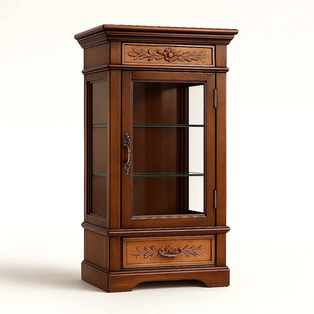 Holzvitrine mit Glastüren und Einlegeböden 180x75x40cm